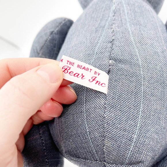 Vintage Handmade Jointed Teddy Bear Pinstripe Paisley Pattern Daddy Bear Inc Tag - Picture 6 of 12